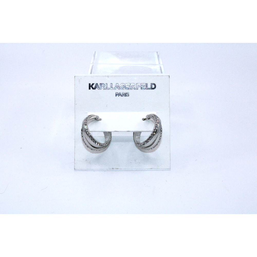 A3 New KARL LAGERFELD PARIS Silver Crystal Earrings KP110 09G00639 $42